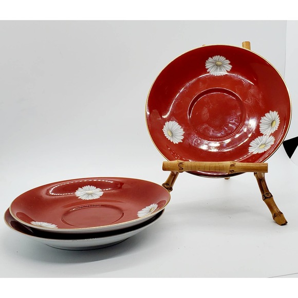 3 Replacement Vintage Noritake Nippon Toki Kaisha Japan Dasies Red White Flowers - Picture 1 of 4